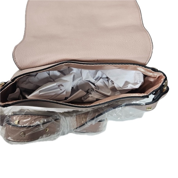 Victoria's Secret Crossbody Purse Light Pink Studded Faux Leather 7" Fashion Bag - Picture 4 of 5